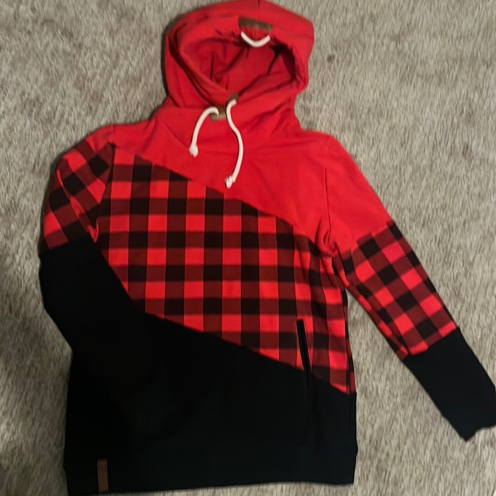 Buffalo plaid Ampersand hoodie Large
